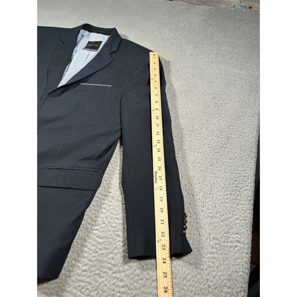 Greg Norman Blazer Jacket Mens 38 Black Lined Formal Gold Button Single Breasted